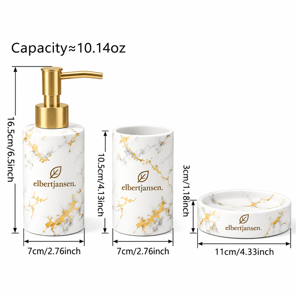 Elbertjansen Marble Bathroom Accessories Set