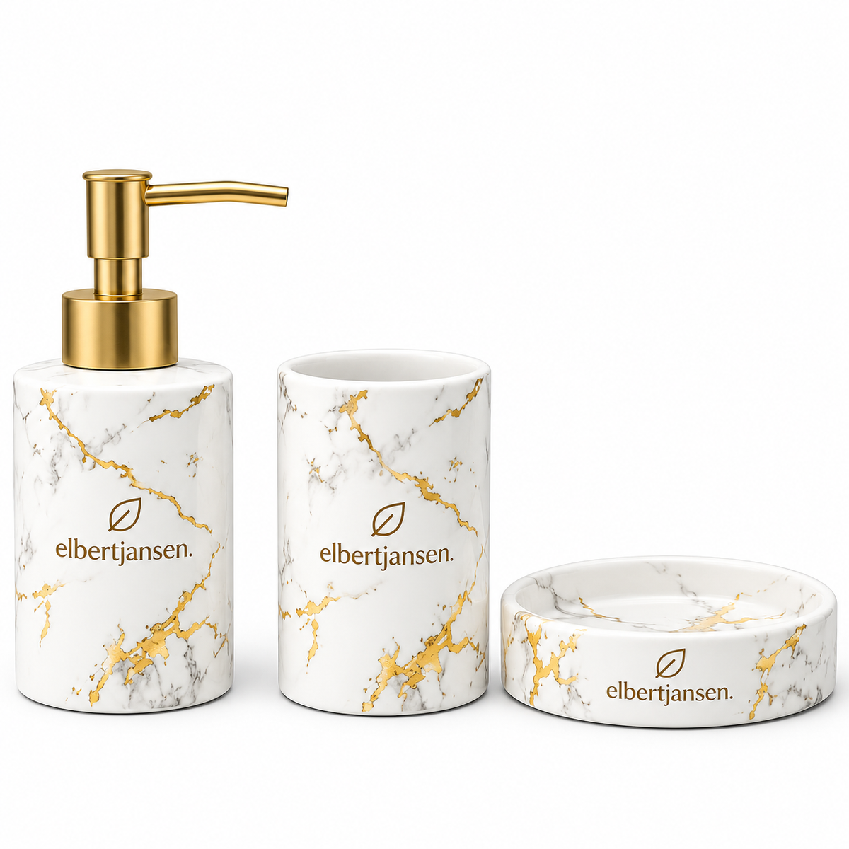 Elbertjansen Marble Bathroom Accessories Set