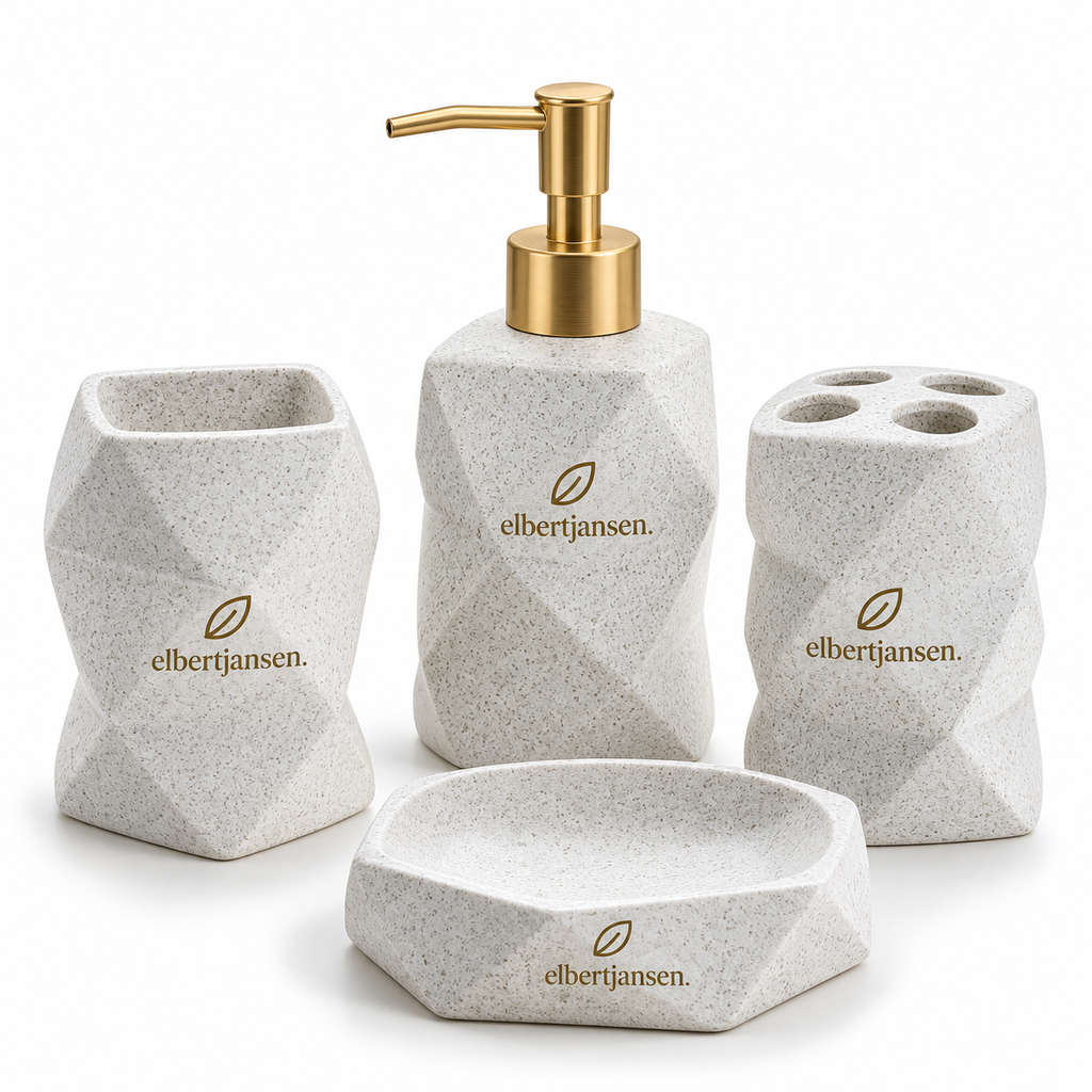 Elbertjansen Bathroom Accessories Set – Stone Finish