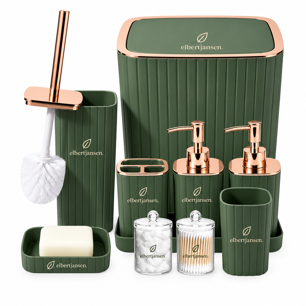 Elbertjansen Bathroom Accessories Set – Black & Rose Gold